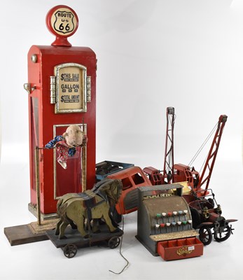 Lot 155 - A collection of tinplate toys including two...