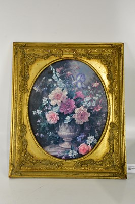 Lot 2924 - A decorative floral print on board, unsigned,...