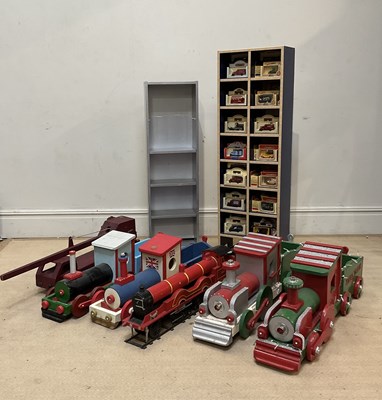Lot 152 - A collection of wooden shop display items,...