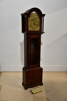 Lot 1282 - A modern mahogany longcase clock, the face...