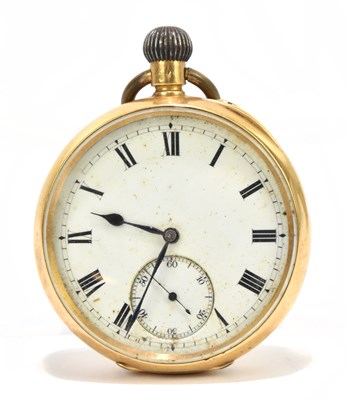 Lot 1762 - An 18k yellow gold crown wind open faced...