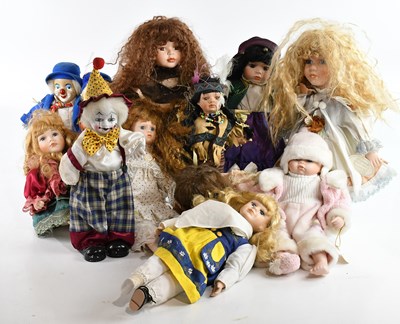 Lot 156 - A collection of ceremic headed dolls (2).