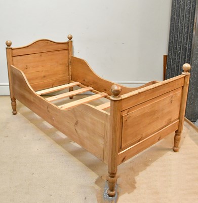 Lot 2410 - A pine single bed, with octagonal column...