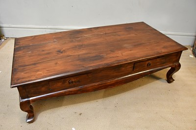 Lot 2225 - A modern hardwood coffee table, with two...