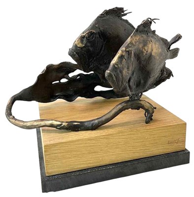 Lot 119 - KURT JACKSON; a unique bronze group, 'A Brace...