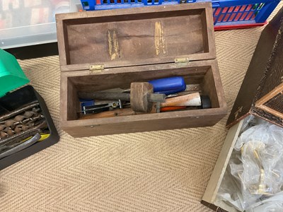 Lot 42 - A quantity of tools and two storage containers,...