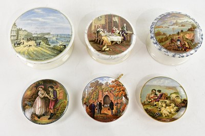 Lot 2781 - F. R. PRATT; a collection of six Prattware pot...