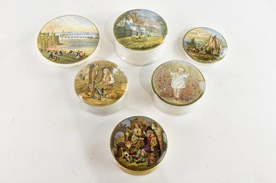 Lot 2782 - F. R. PRATT; six Prattware pot lids including '...