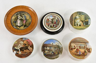 Lot 2784 - F. R. PRATT; six Prattware pot lids including '...