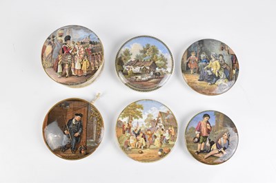 Lot 2787 - F. R. PRATT; six Prattware pot lids including '...