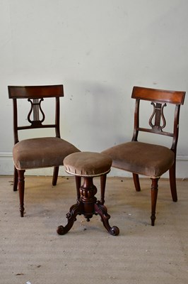 Lot 2440 - A pair of 19th century dining chairs with lyre...