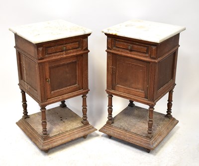 Lot 29 - A pair of early 20th century French oak marble...