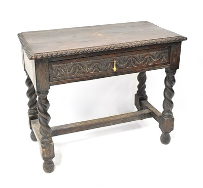 Lot 41 - A Victorian oak side table, with gadrooned...