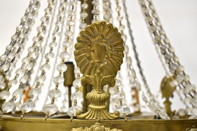 Lot 95 - A set of three brass framed cut glass...