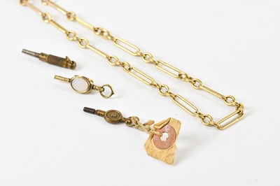 Lot 1775 - A Victorian 18ct gold trombone link Albert...