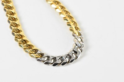 Lot 1664 - A yellow and white metal curb link diamond set...