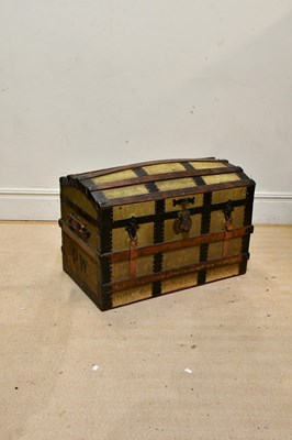 Lot 2613 - A vintage wooden and canvas bound dome top...