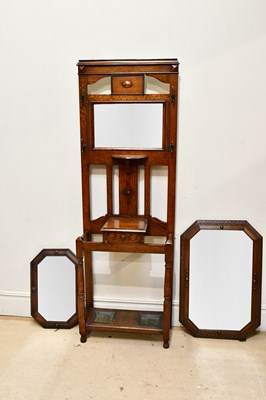Lot 2402 - A 1920s oak hall stand, with bevelled mirror...