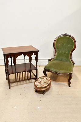 Lot 2403 - A Victorian spoon back nursing chair and a...