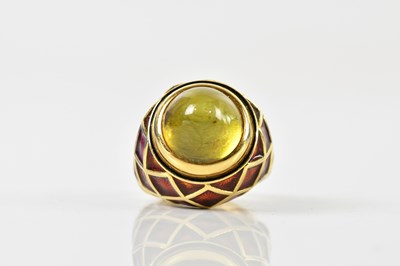 Lot 1373 - ELIZABETH GAGE; a large yellow metal enamelled...
