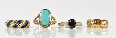 Lot 1493 - An 18ct yellow gold and blue enamel decorated...