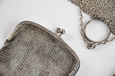 Lot 79 - Three white metal lady's mesh purses,...