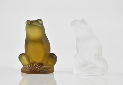 Lot 2704 - LALIQUE, FRANCE; two glass models of frogs...