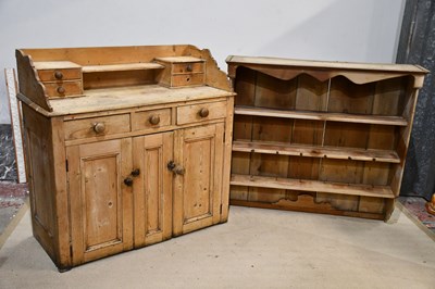 Lot 2246 - A old pine washstand with an arrangement of...