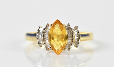 Lot 1402 - An 18ct yellow gold yellow sapphire and...