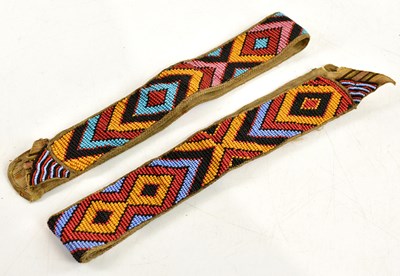 Lot 1323 - Two African tribal beaded headbands, length...