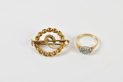 Lot 1422 - A 9ct yellow gold dress ring, size O 1/2, and...