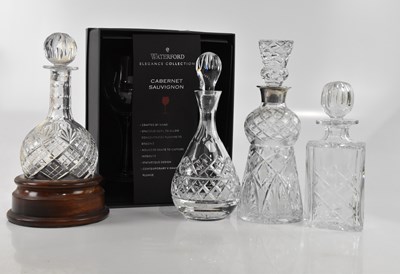 Lot 2827 - Four cut glass decanters, one with hallmarked...