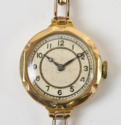 Lot 1882 - A vintage 9ct yellow gold wristwatch, with...