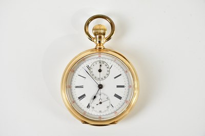 Lot 492 - A 14ct yellow gold open face crown wind pocket...