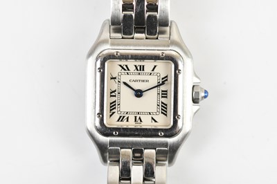 Lot 1824 - CARTIER; a lady's stainless steel Panthère...
