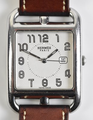 Lot 2074 - HERMÈS; a stainless steel Cape Cod wristwatch,...