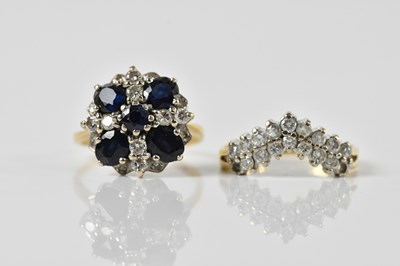 Lot 87 - An 18ct gold sapphire and diamond dress ring,...