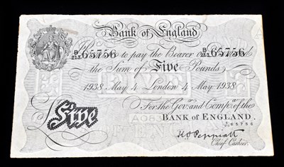 Lot 1326 - BANK OF ENGLAND; a white £5 note