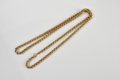 Lot 1599 - A 9ct yellow gold belcher link chain, length...