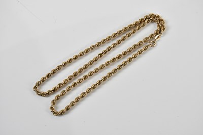 Lot 350 - A 9ct yellow gold rope twist chain, length...