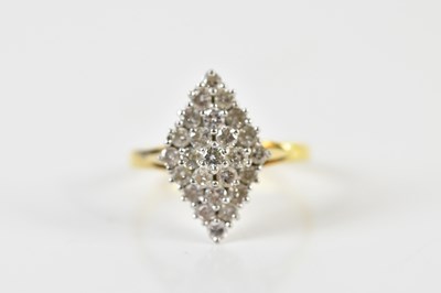 Lot 1408 - An 18ct yellow gold and diamond lozenge shaped...