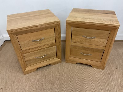 Lot 853 - OAK FURNITURE LAND; two light oak bedside...