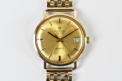 Lot 1829 - MARVIN; a gentleman's vintage 9ct gold 'Revue'...