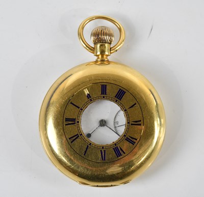 Lot 1783 - An 18ct gold crown wind half hunter pocket...