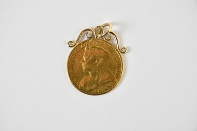 Lot 1590 - A Victorian double sovereign, with pendant...