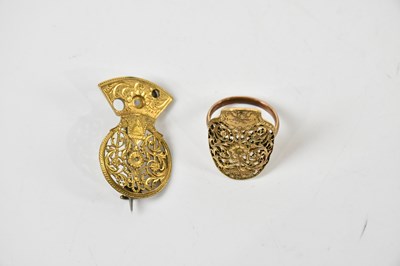 Lot 459 - A brooch and ring fashioned from pocket watch...