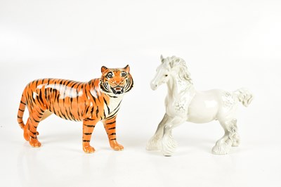 Lot 1484 - BESWICK; a figure of a shire horse and a tiger...