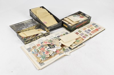 Lot 344 - WORLD STAMPS; old accumulation in tins with...