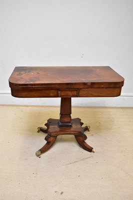 Lot 2409 - A William IV rosewood fold-over tea table of...