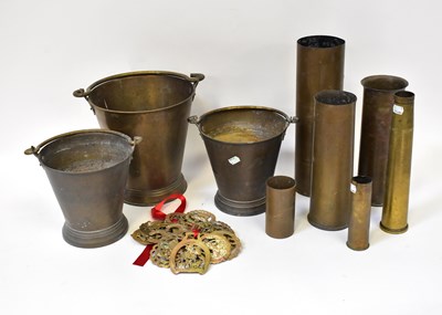 Lot 474 - A small collection of brass comprising five...